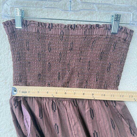 Anthropologie Balloon-Leg Strapless Jumpsuit Brown black size XS Smoke front - Picture 9 of 9